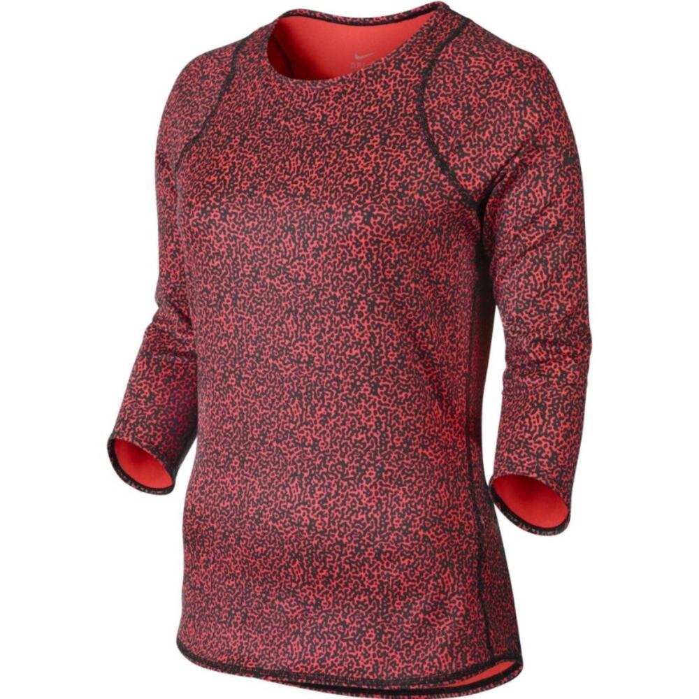 Nike Womens large printed base layer 3/4 length sleeves pink purple warm gear we